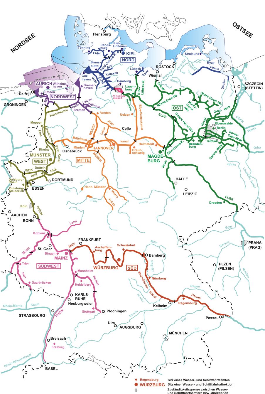 Karte der Wasserstraßen Europa Binnenwasserstraßen Behörden Wasserwege Karte 